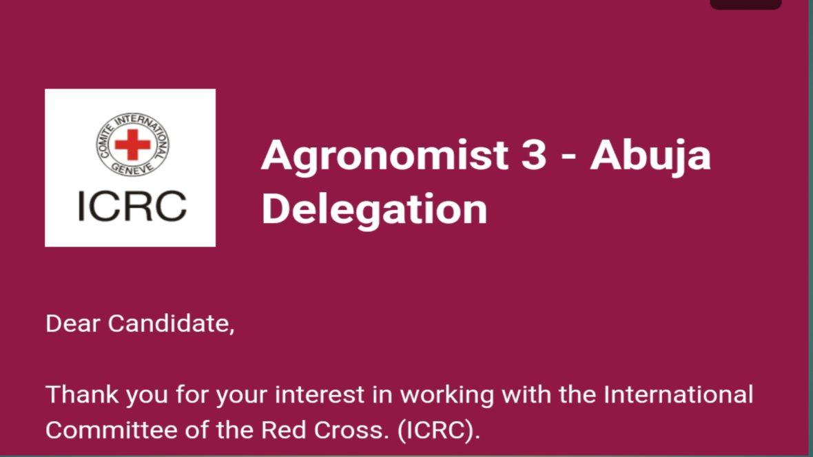 Image below show Recruitment Open for Agronomist at Red Cro